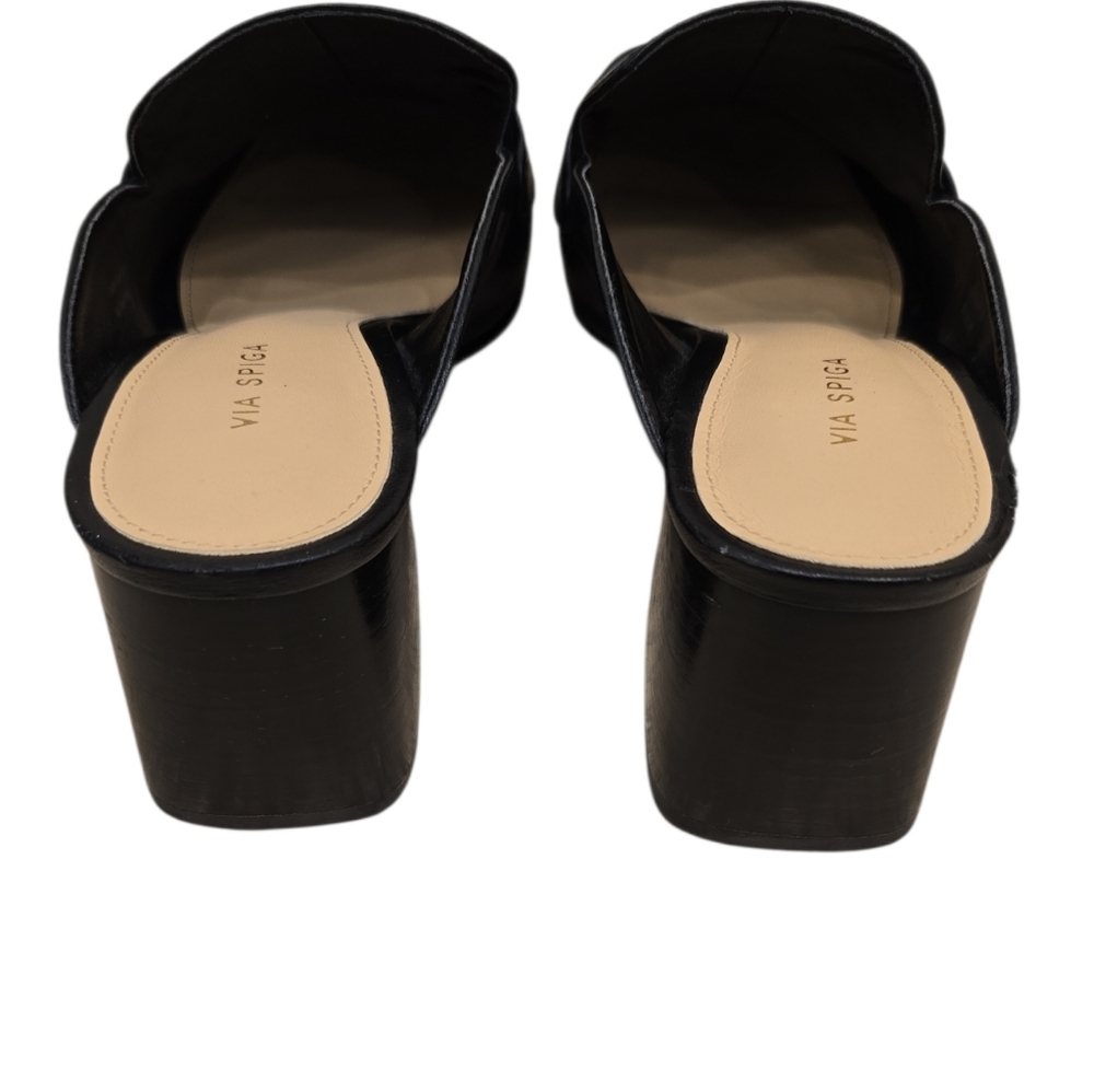 Via Spiga Brin leather loafer mule in black with a gold-tone buckle 6.5M - Picture 5 of 6